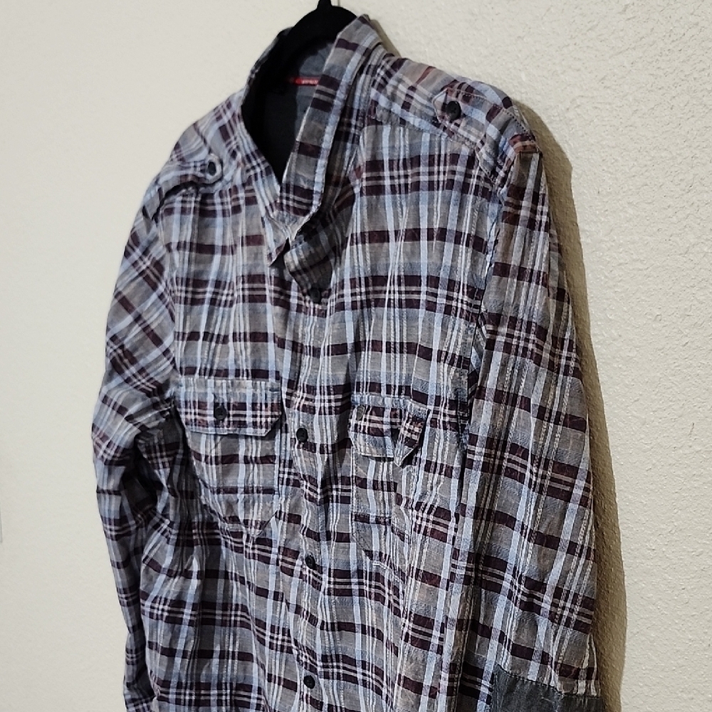 Buffalo David Bitton Plaid Button Down Shirt - Black and White - Picture 7 of 11